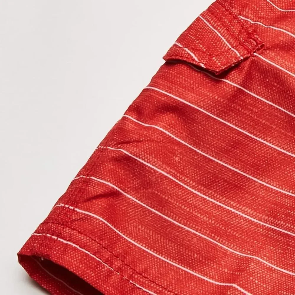 NWT KANU Surf Boys Board Shorts Swim Trunks Red Black Plaid - Size Medium 5/6